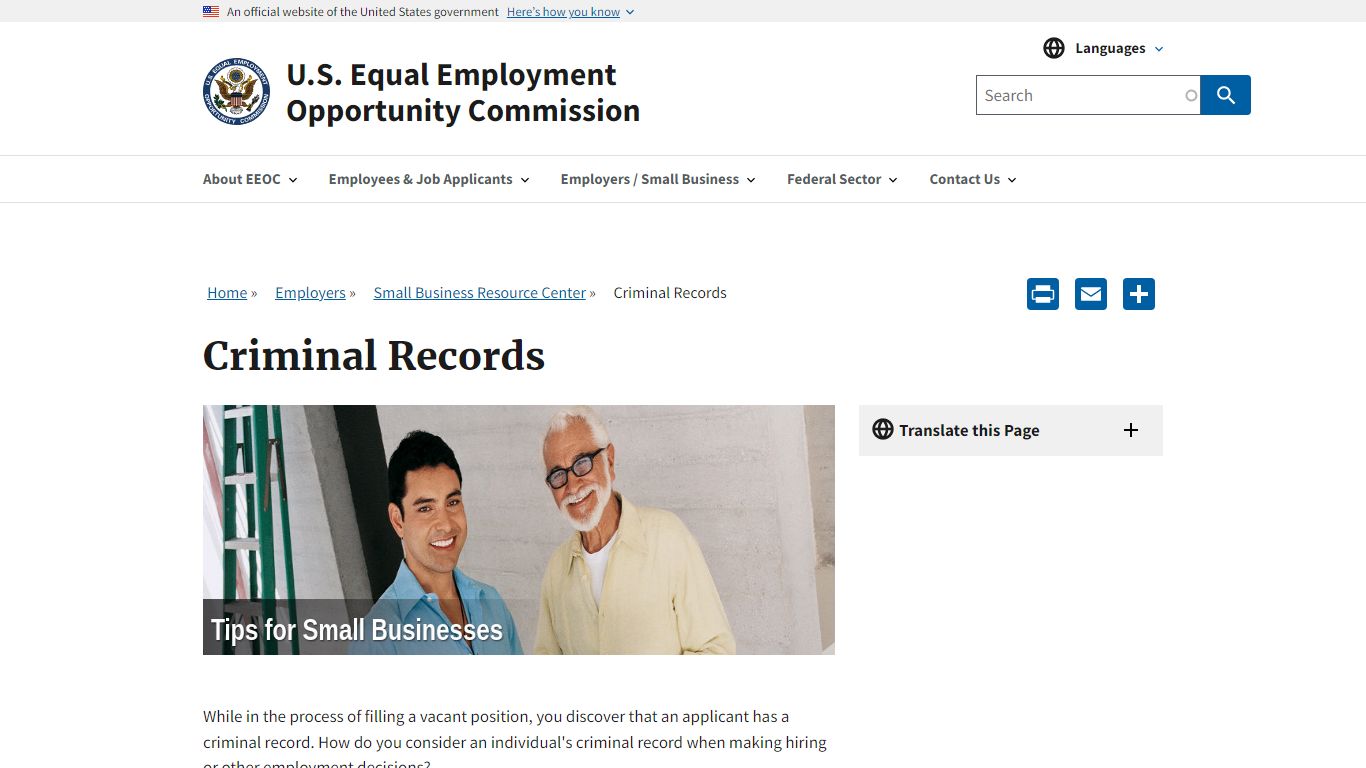 Criminal Records | U.S. Equal Employment Opportunity Commission - US EEOC